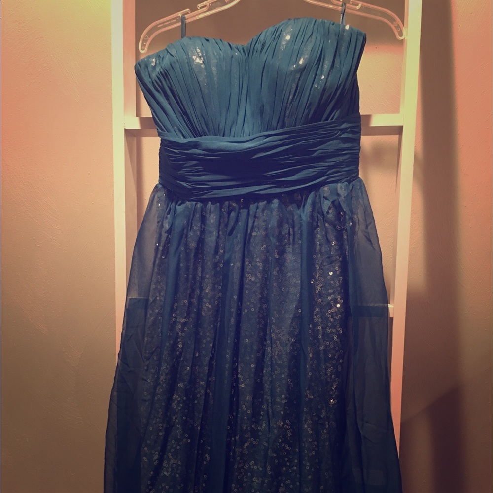 Beautiful Teal Gown with Beads that shimmer